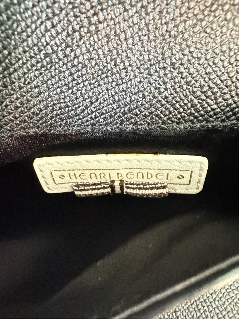 henri bendel Black Leather Clutch with Gold Chain Strap
